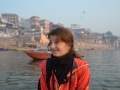 Virginie sur un bateau